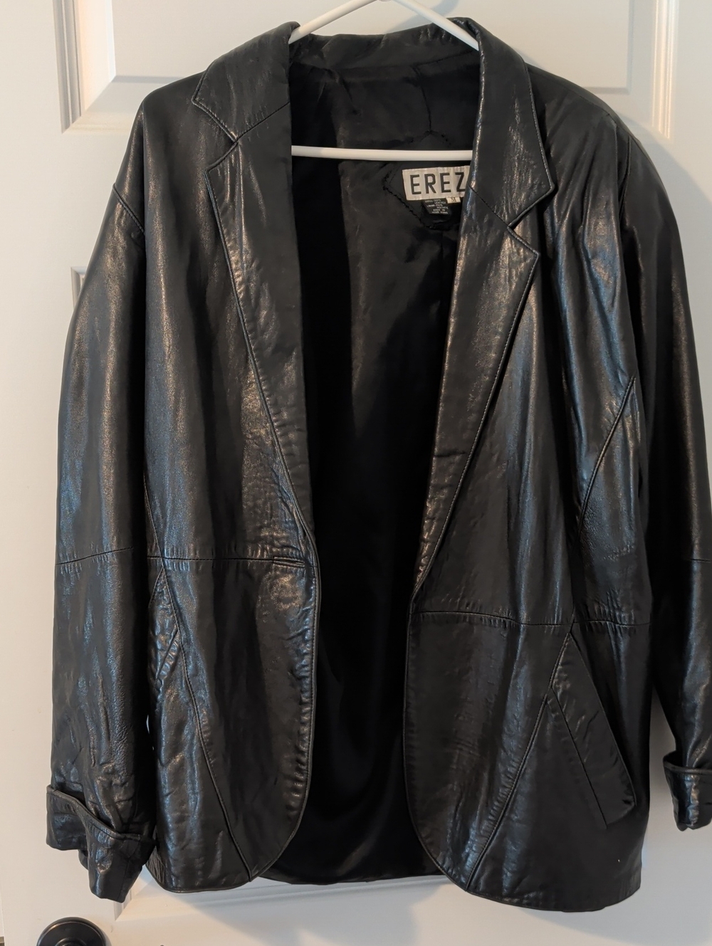 Vintage Erez Leather Jacket With Padded Shoulders